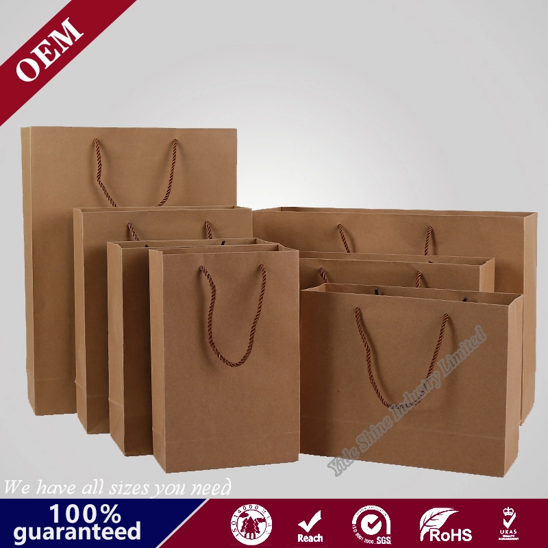 OEM Factory Wholesale Cheap Luxury Gift Shopping Kraft Paper Bag with Custom Logo