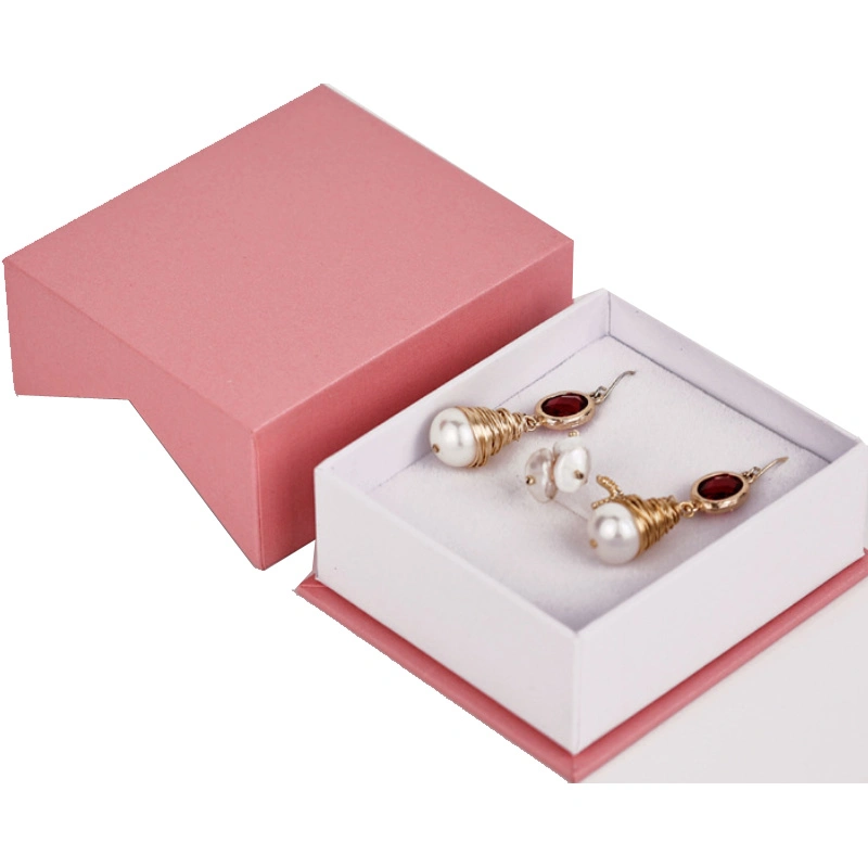 Wholese Best Price Rigid Cardboard Paper Pink Necklace Earring Ring Box for Jewelry